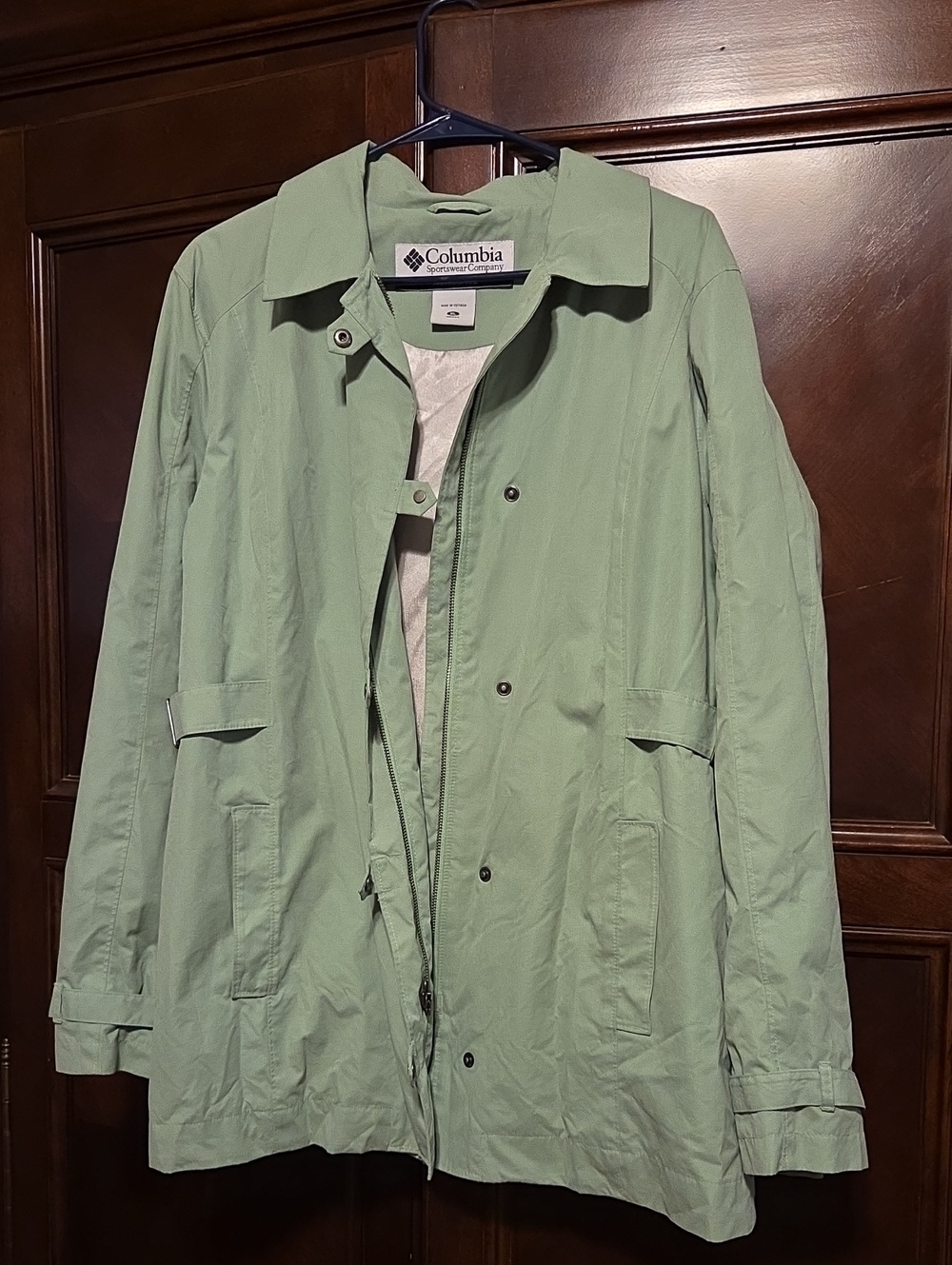 Columbia Mint Green Casual Rain Jacket